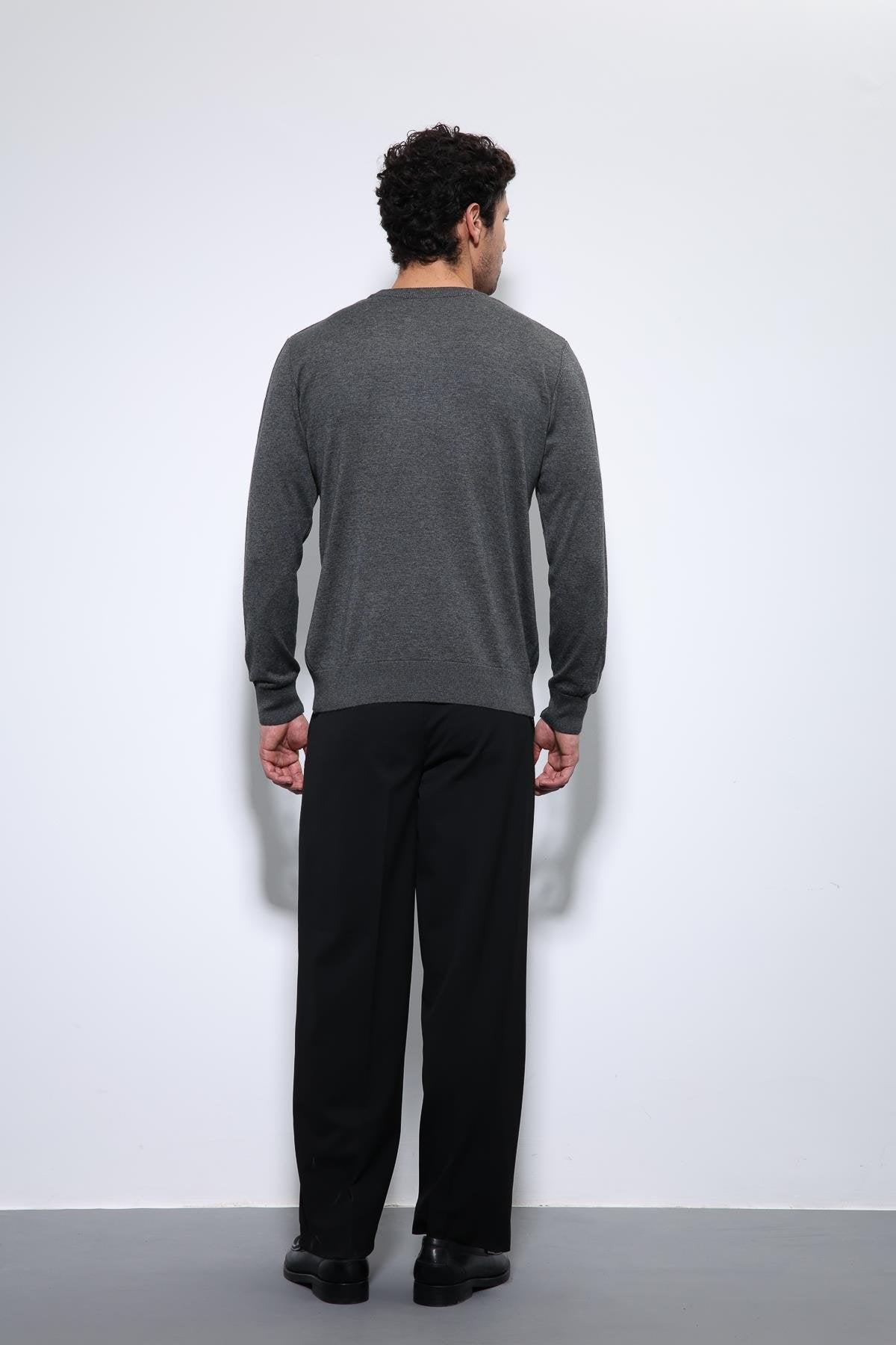 Antioch-Antrasit Yumuşak Dokulu Basic Erkek Kazak-Kazak-6-Milagron.com