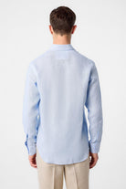 Antioch-Bebe Mavi 100% Keten Comfort Fit Erkek Gömlek-Gömlek-4-Milagron.com