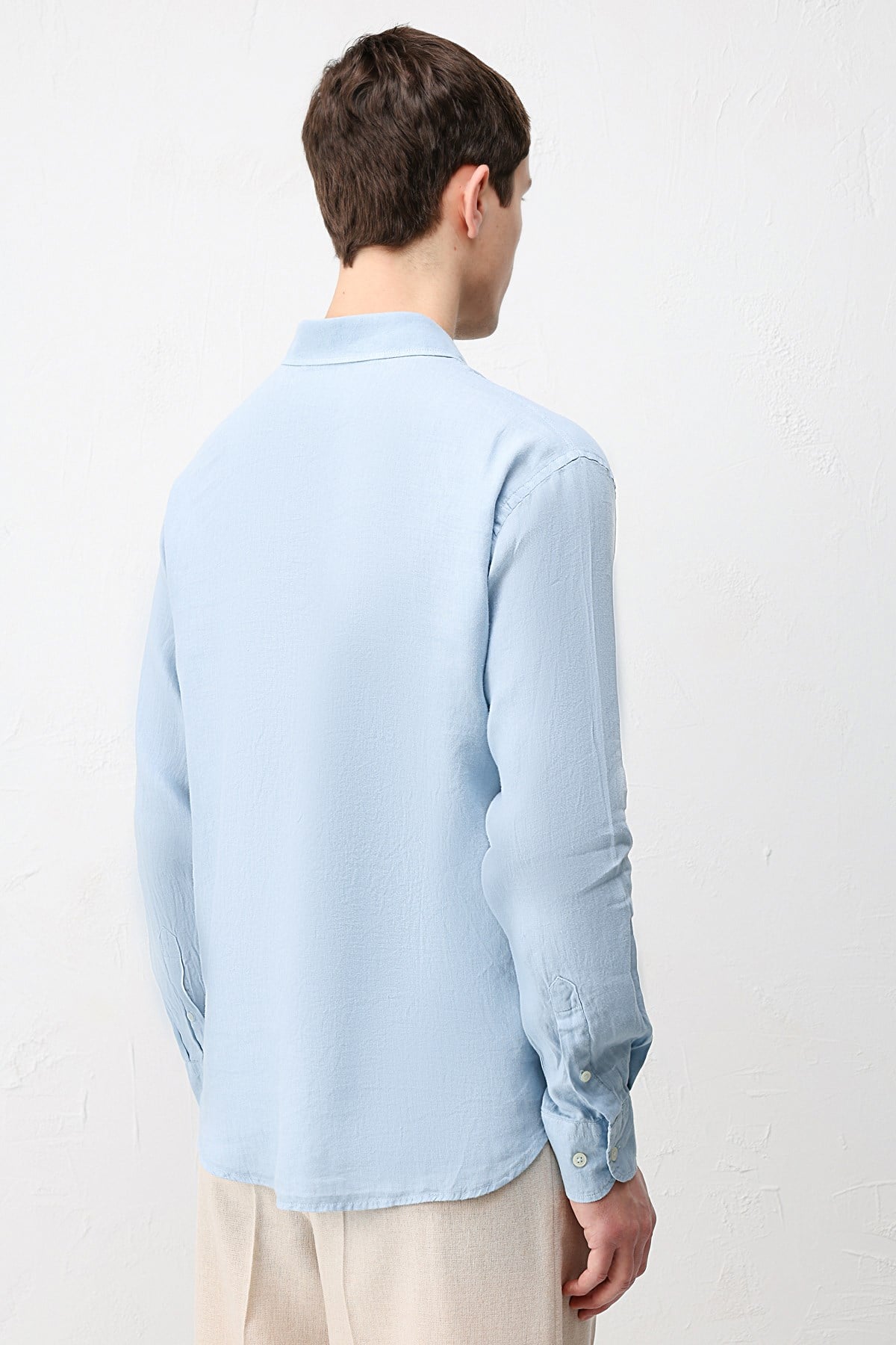 Antioch Bebe Mavi 100% Keten Relax Fit Erkek Gömlek