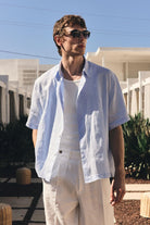 Antioch-Bebe Mavi 100% Keten Relaxed Erkek Gömlek-Gömlek-1-Milagron.com