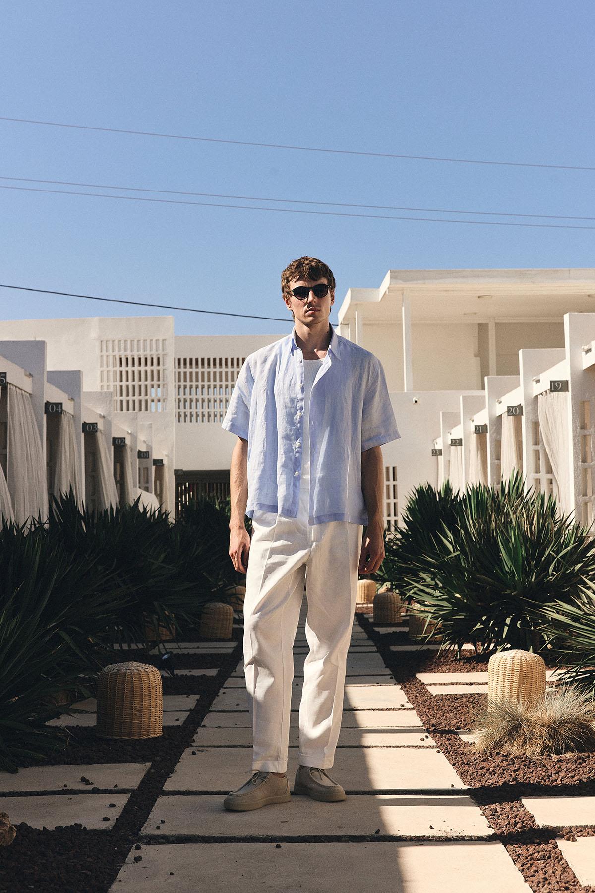 Antioch-Bebe Mavi 100% Keten Relaxed Erkek Gömlek-Gömlek-2-Milagron.com