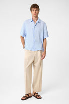 Antioch-Bebe Mavi 100% Keten Relaxed Erkek Gömlek-Gömlek-5-Milagron.com