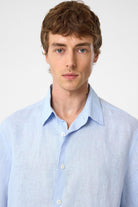 Antioch-Bebe Mavi 100% Keten Relaxed Erkek Gömlek-Gömlek-7-Milagron.com