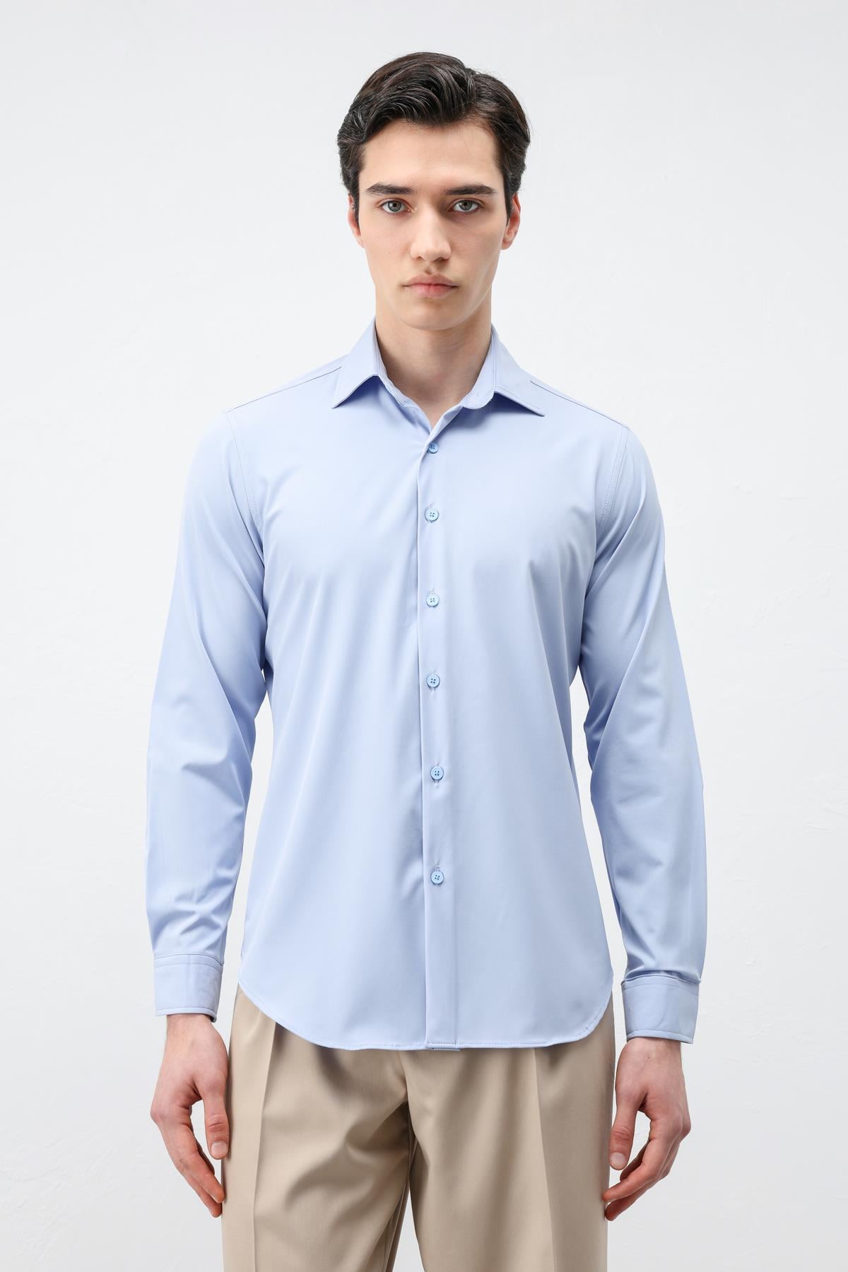 Antioch Bebe Mavi Comfort Slim Erkek Gömlek
