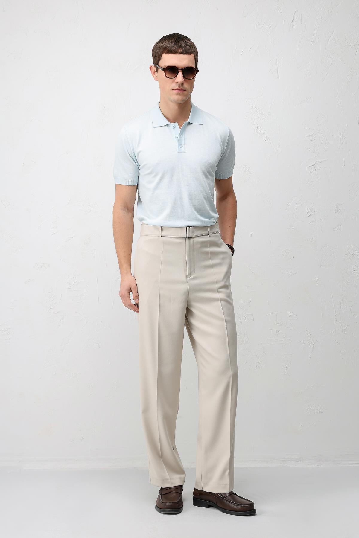 Antioch Bebe Mavi Comfort Slim Polo Yaka Erkek Triko T-Shirt