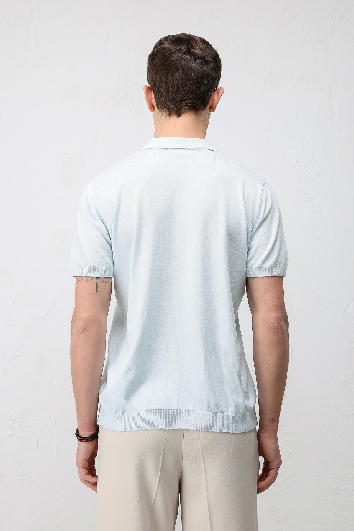 Antioch Bebe Mavi Comfort Slim Polo Yaka Erkek Triko T-Shirt