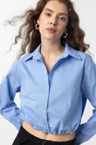 Antioch-Bebe Mavi Crop Poplin Kadın Gömlek-Gömlek-3-Milagron.com