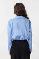 Antioch-Bebe Mavi Crop Poplin Kadın Gömlek-Gömlek-4-Milagron.com