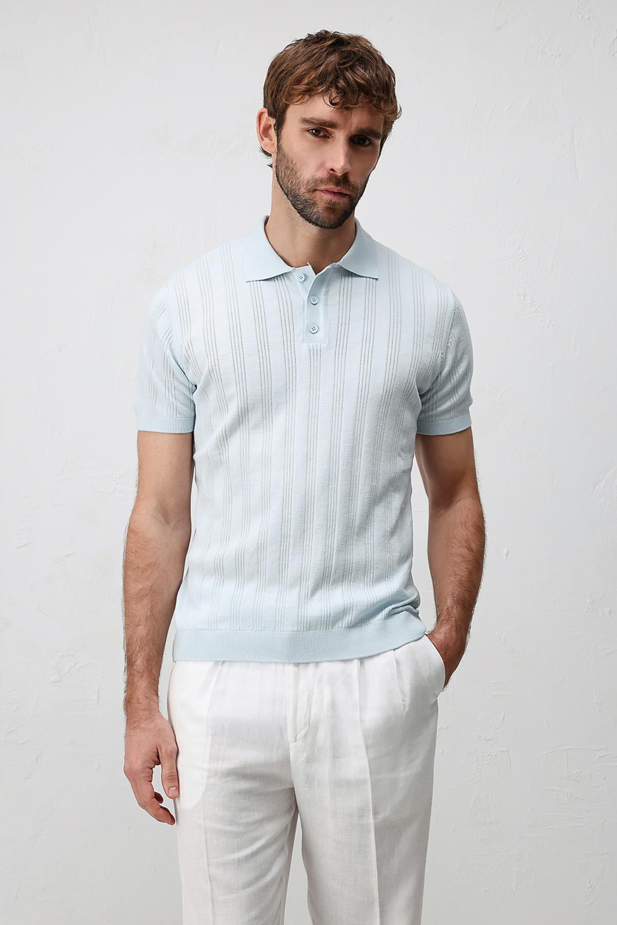Antioch Bebe Mavi Dokulu Triko Erkek Polo T-Shirt