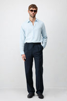 Antioch Bebe Mavi Keten Karışımlı Relax Fit Erkek Gömlek