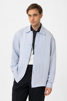 Antioch-Bebe Mavi Oversize Dokulu Erkek Gömlek-Gömlek-1-Milagron.com