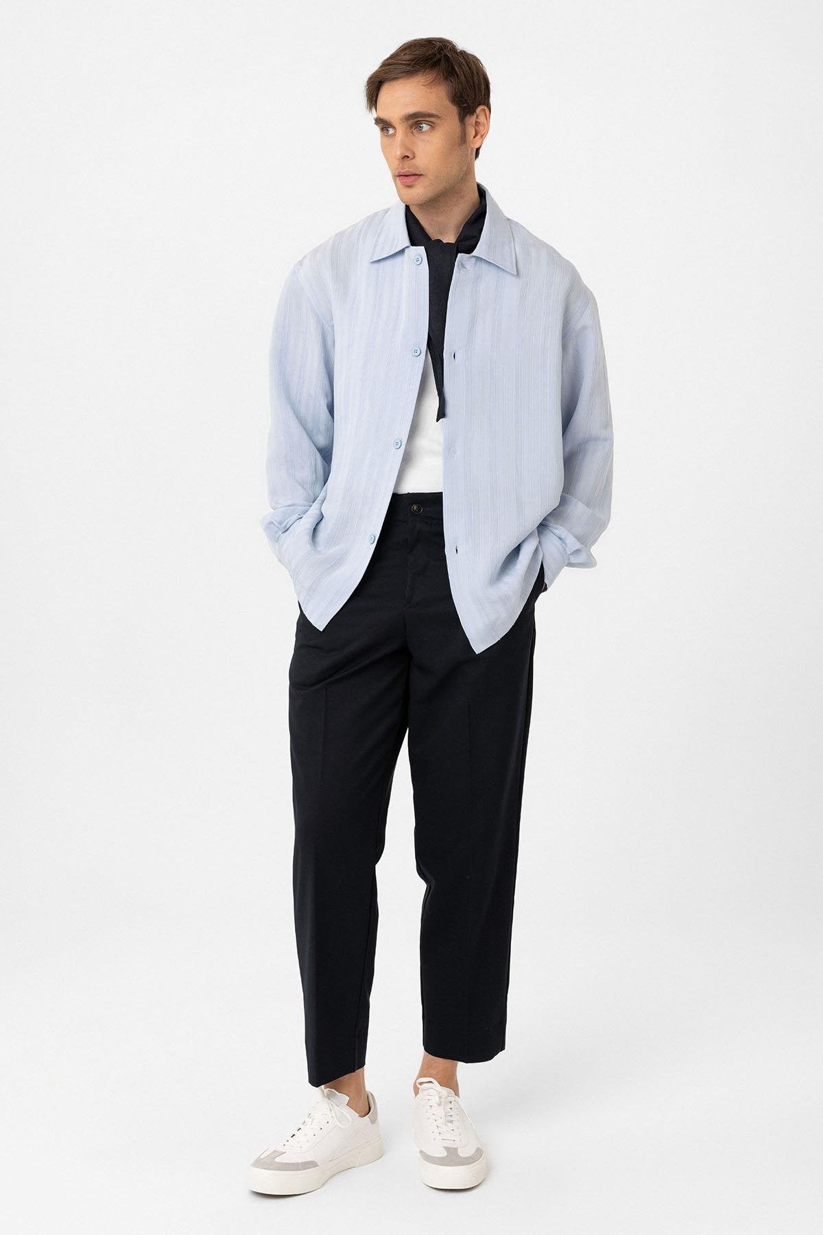 Antioch-Bebe Mavi Oversize Dokulu Erkek Gömlek-Gömlek-3-Milagron.com