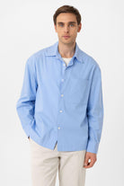 Antioch-Bebe Mavi Pamuklu Relaxed Erkek Gömlek-Gömlek-3-Milagron.com