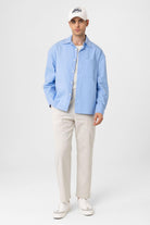 Antioch-Bebe Mavi Pamuklu Relaxed Erkek Gömlek-Gömlek-4-Milagron.com