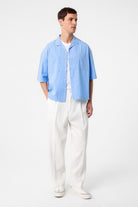 Antioch-Antioch Bebe Mavi Relax Fit Kısa Erkek Gömlek-Gömlek-2-Milagron.com