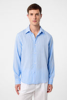 Antioch-Bebe Mavi Relax Fit çizgili Erkek Gömlek-Gömlek-1-Milagron.com