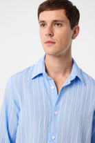 Antioch-Bebe Mavi Relax Fit çizgili Erkek Gömlek-Gömlek-3-Milagron.com