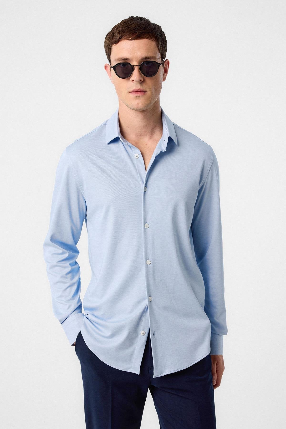 Antioch-Antioch Bebe Mavi Slim Fit Erkek Gömlek-Gömlek-5-Milagron.com