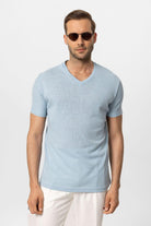 Antioch-Bebe Mavi V Yaka Basic Erkek T Shirt-T-Shirts-1-Milagron.com