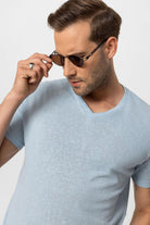 Antioch-Bebe Mavi V Yaka Basic Erkek T Shirt-T-Shirts-4-Milagron.com