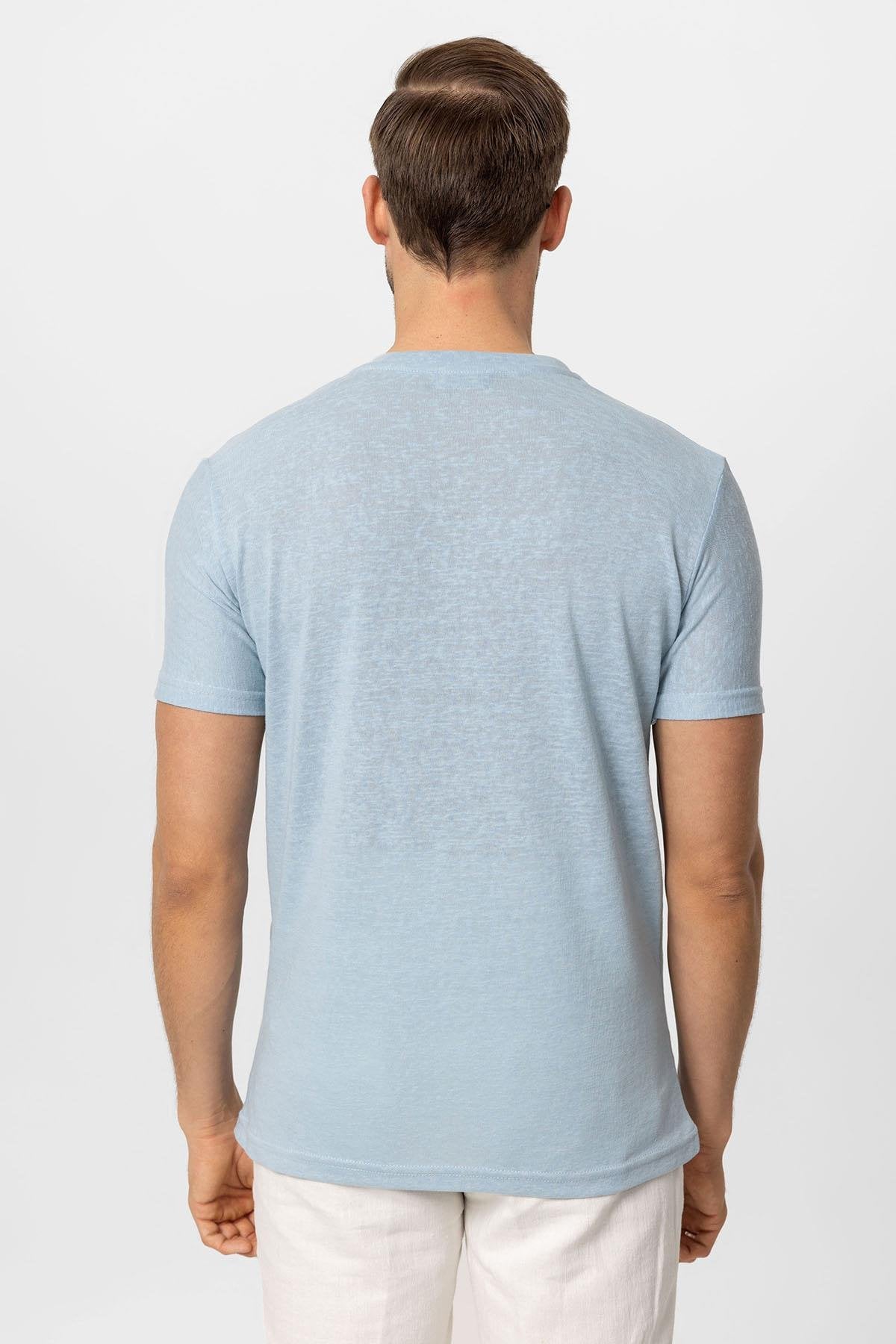 Antioch-Bebe Mavi V Yaka Basic Erkek T Shirt-T-Shirts-5-Milagron.com