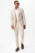 Antioch-Bej Astarsız Tek Düğme Erkek Blazer Ceket-Blazer Ceket-3-Milagron.com