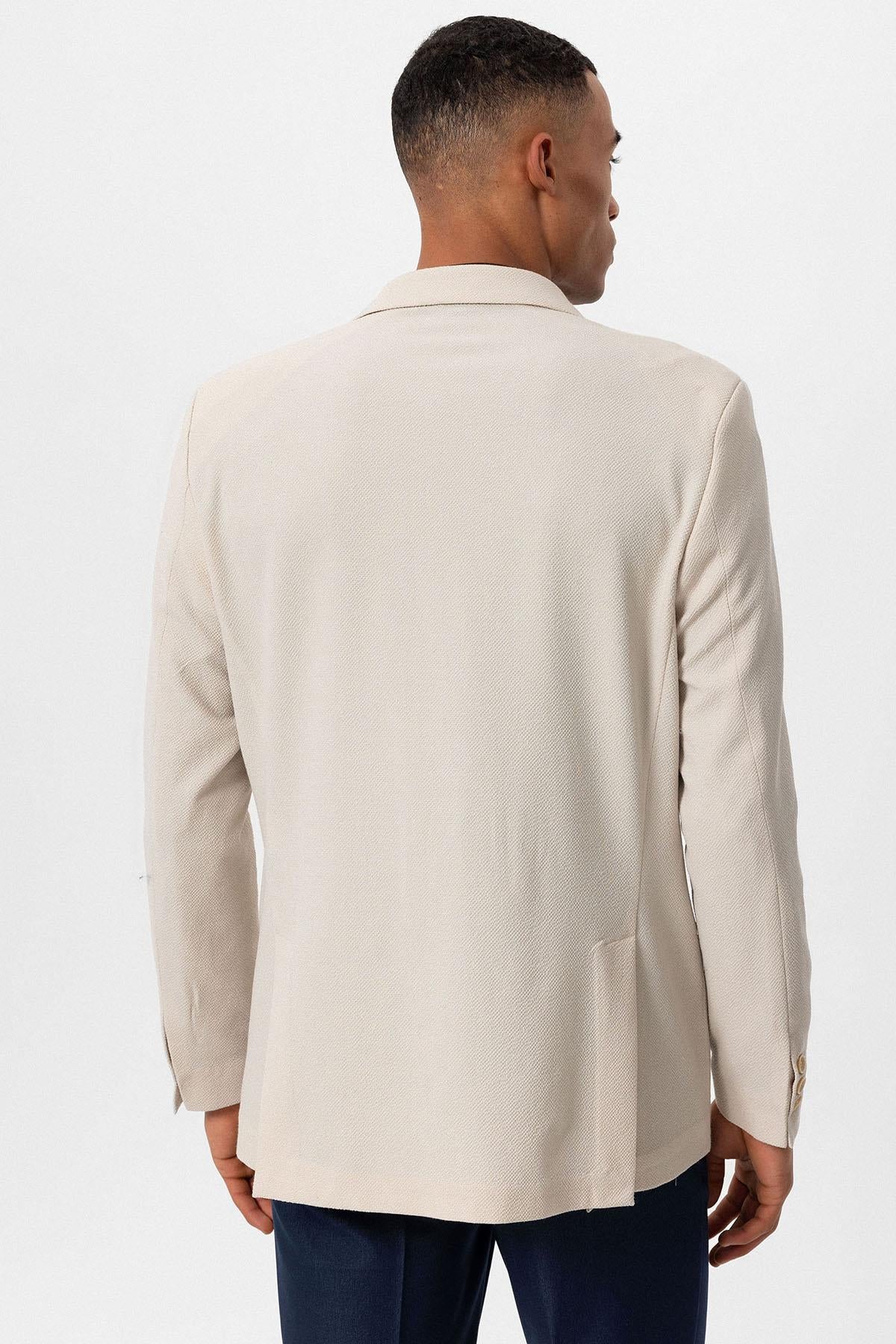 Antioch-Bej Astarsız Tek Düğme Erkek Blazer Ceket-Blazer Ceket-6-Milagron.com