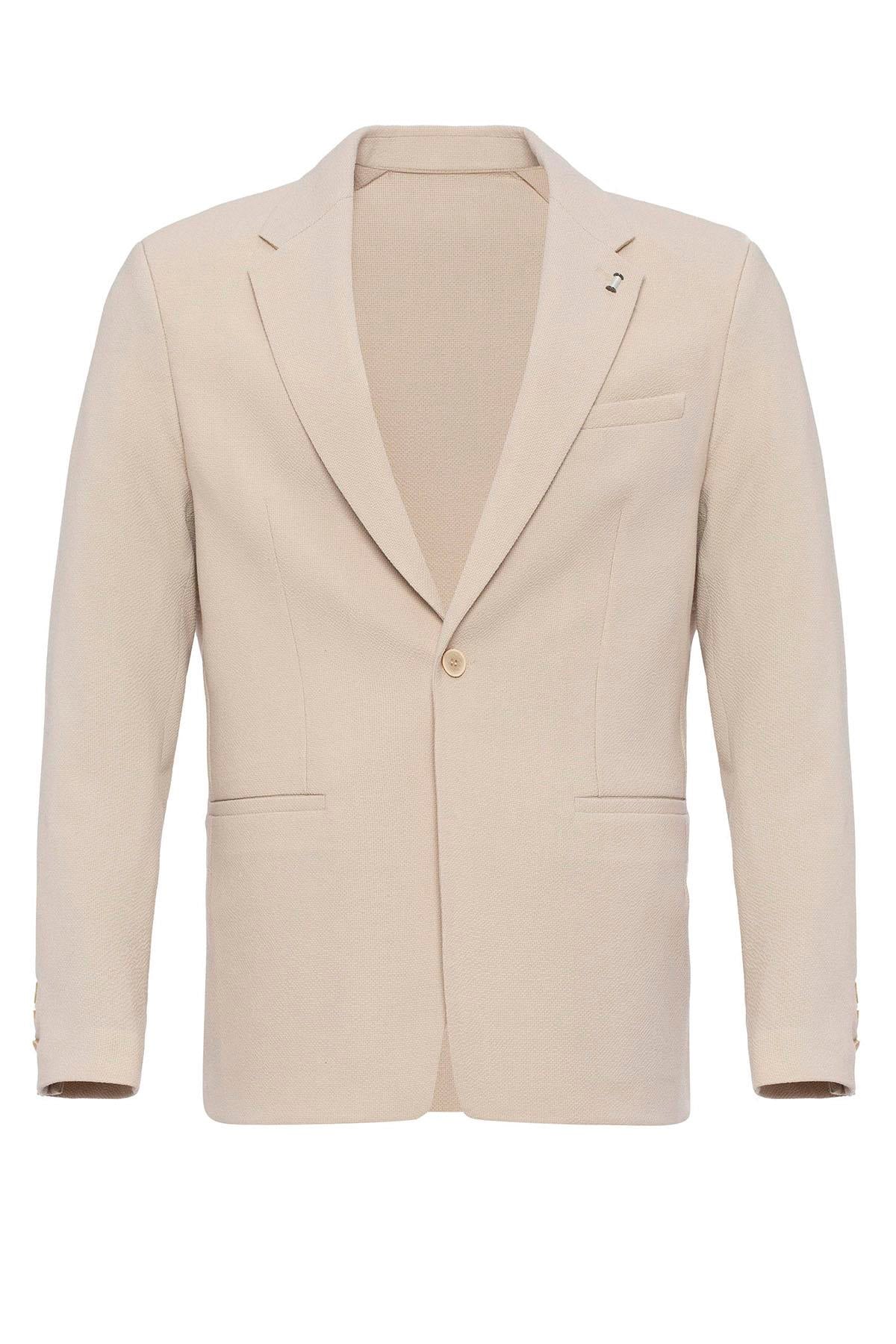 Antioch-Bej Astarsız Tek Düğme Erkek Blazer Ceket-Blazer Ceket-7-Milagron.com
