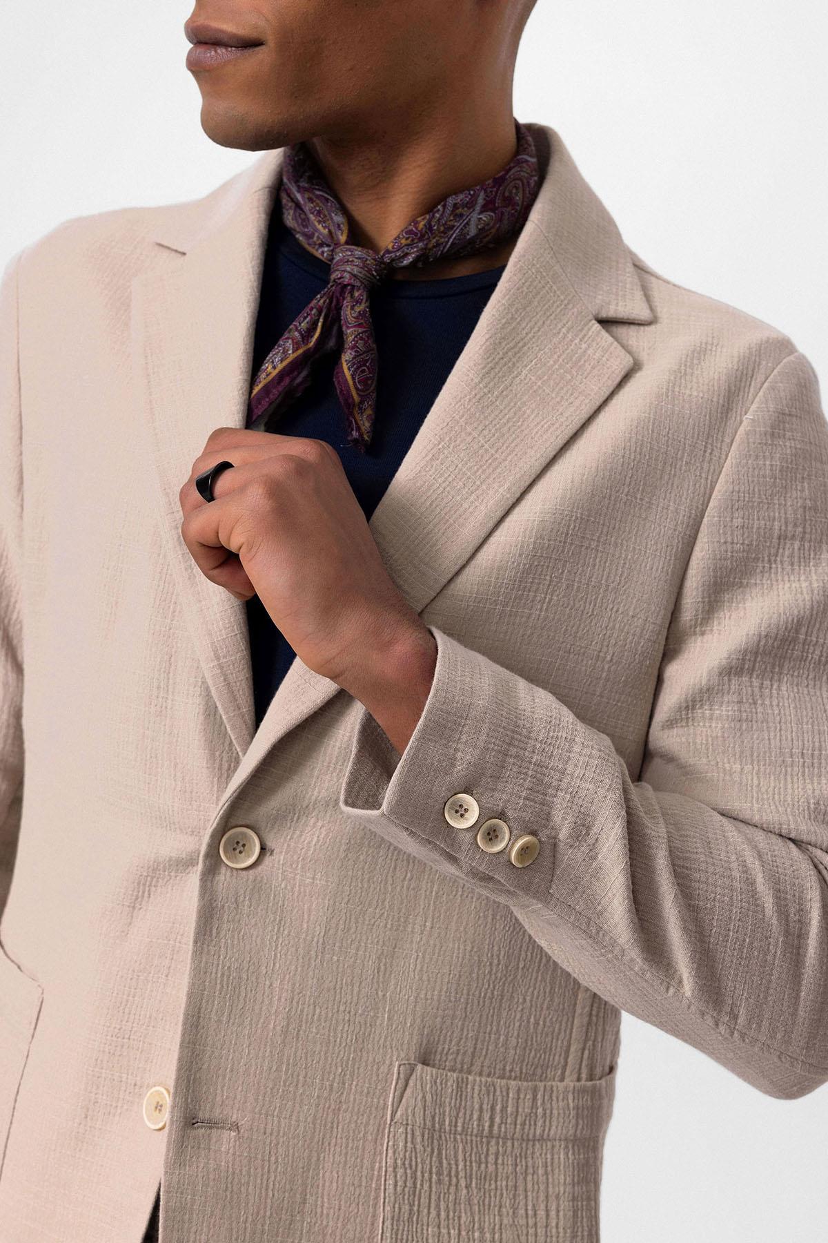 Antioch-Bej Astarsız Torba Cepli Erkek Blazer Ceket-Blazer Ceket-4-Milagron.com