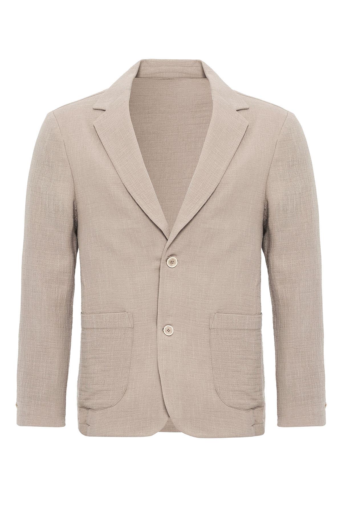 Antioch-Bej Astarsız Torba Cepli Erkek Blazer Ceket-Blazer Ceket-6-Milagron.com