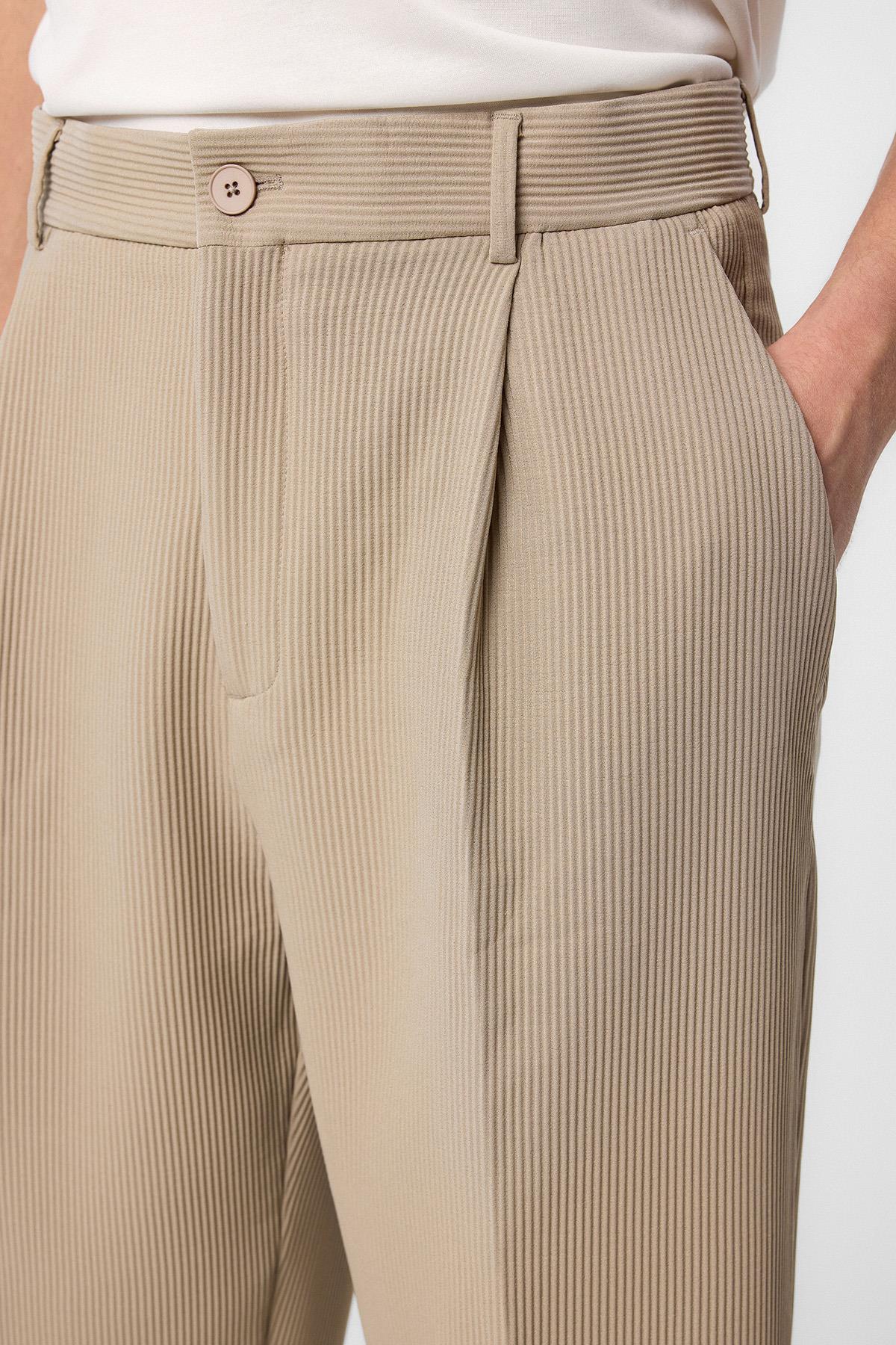 Antioch-Bej Baggy Fitilli Erkek Pantolon-Kumaş Pantolon-3-Milagron.com