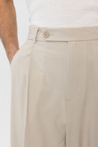 Antioch-Bej Baggy Yüksek Bel Erkek Kumaş Pantolon-Kumaş Pantolon-4-Milagron.com