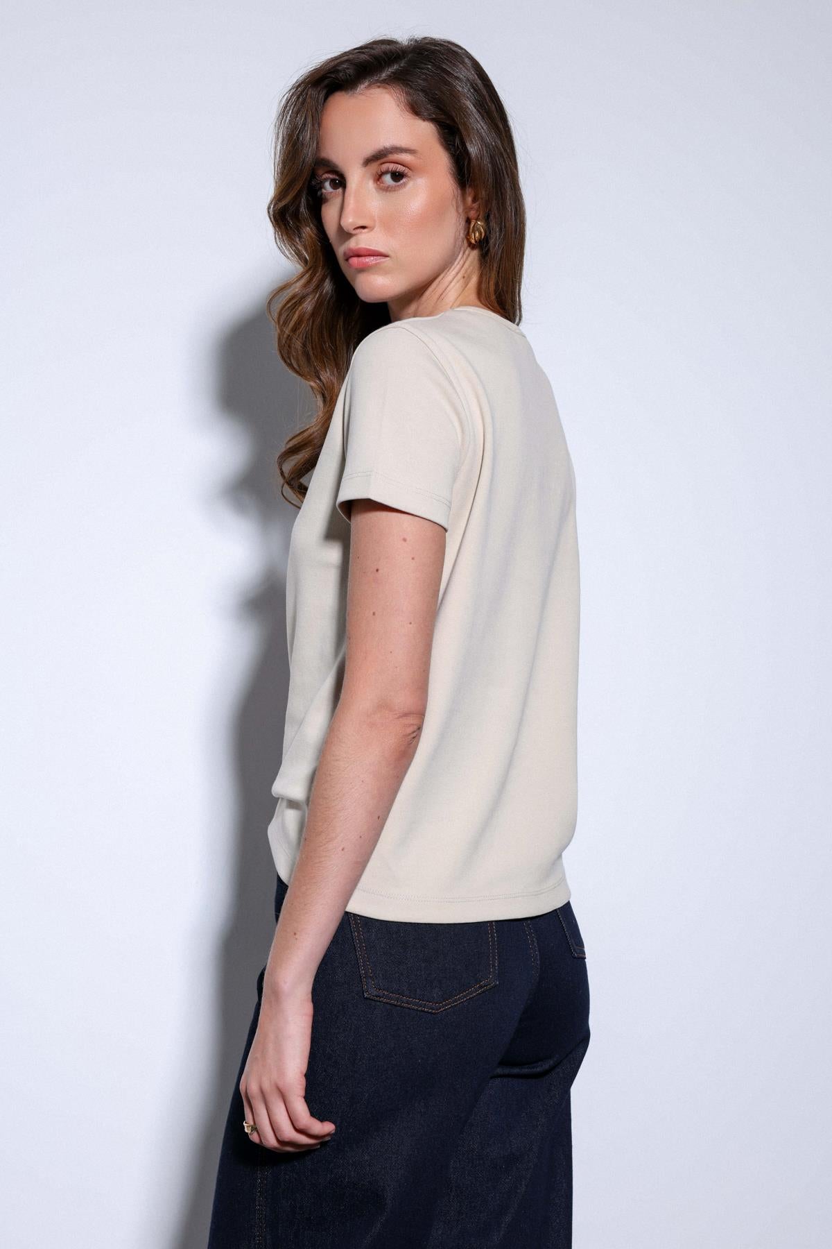 Antioch Bej Basic Kadın T-Shirt