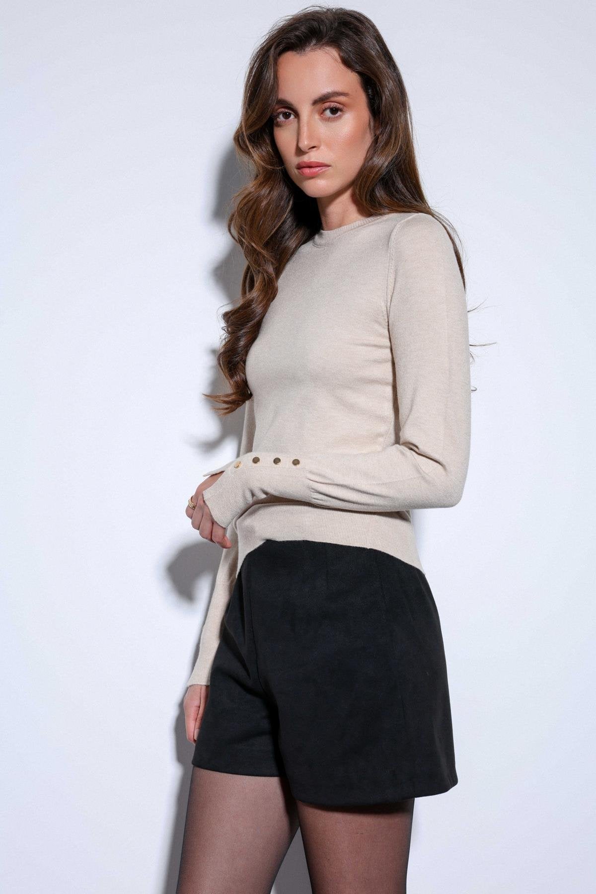 Antioch-Antioch Bej Basic Kadın Triko Kazak-Kazak-5-Milagron.com