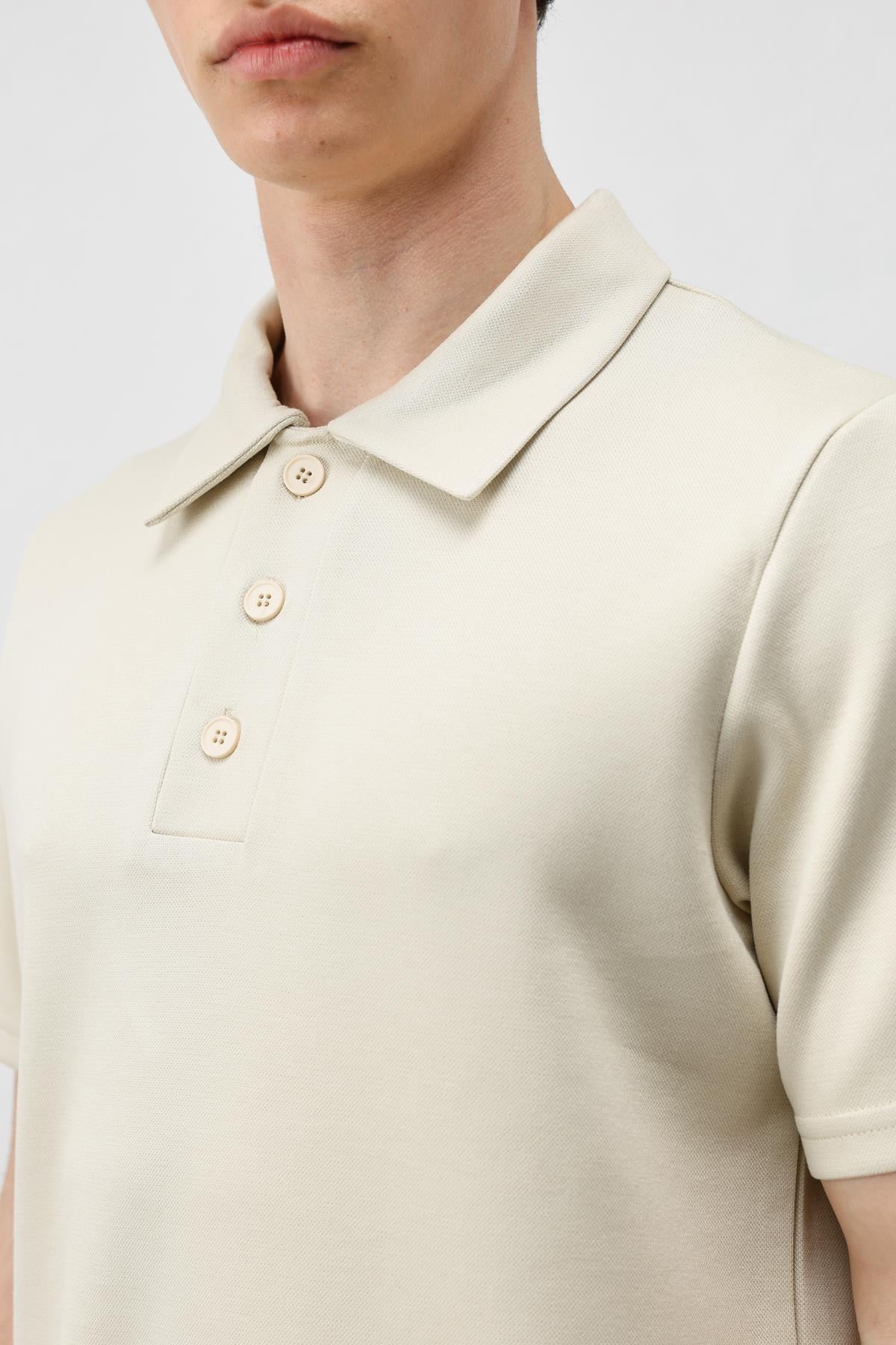 Antioch Bej Basic Polo Yaka Erkek T-Shirt