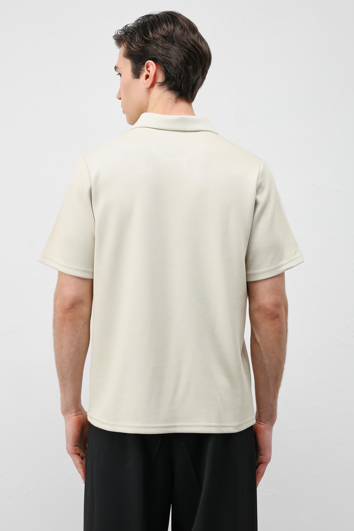 Antioch Bej Basic Polo Yaka Erkek T-Shirt