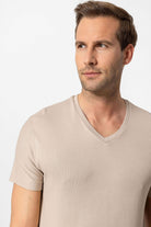 Antioch-Bej Basic V Yaka Erkek T Shirt-T-Shirts-4-Milagron.com