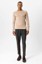 Antioch-Bej Bisiklet Yaka Slim Fit Triko Kazak-Kazak & Triko-3-Milagron.com