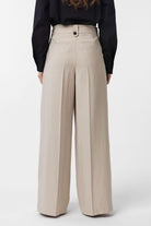 Antioch-Bej Çift Pilili Kadın Pantolon-Kumaş Pantolon-4-Milagron.com