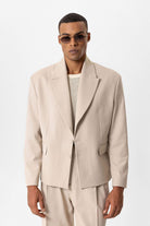 Antioch-Bej Crop Fit Erkek Blazer Ceket-Ceket-2-Milagron.com