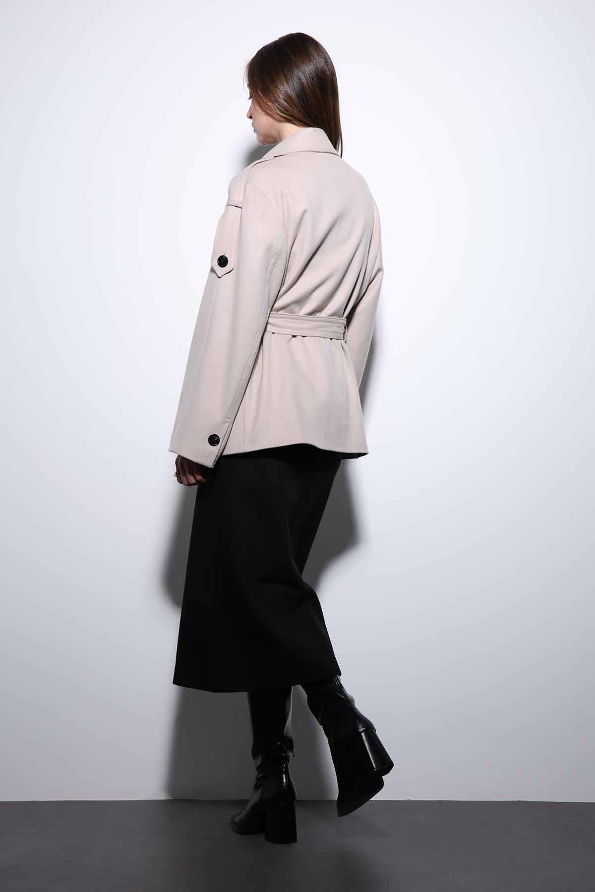 Antioch-Bej Dik Yaka Kruvaze Kadın Kaban-Kaban-7-Milagron.com