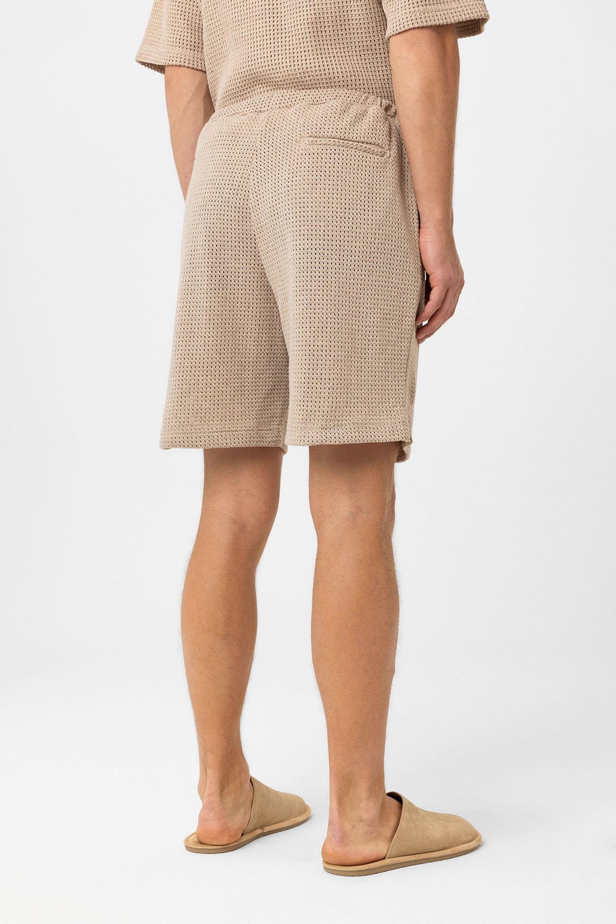 Antioch-Bej Dokulu Relaxed Erkek Şort-Şort-5-Milagron.com