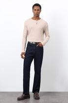 Antioch-Bej Fitilli Düğmeli Yaka T Shirt-T-Shirt-1-Milagron.com