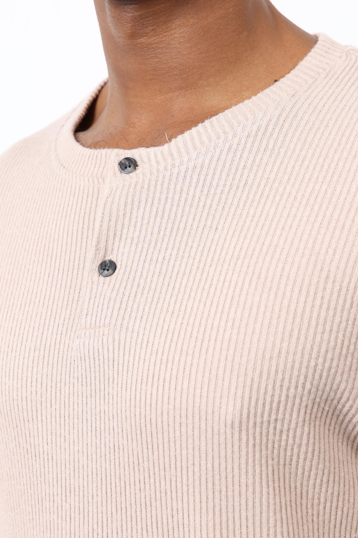 Antioch-Bej Fitilli Düğmeli Yaka T Shirt-T-Shirt-5-Milagron.com