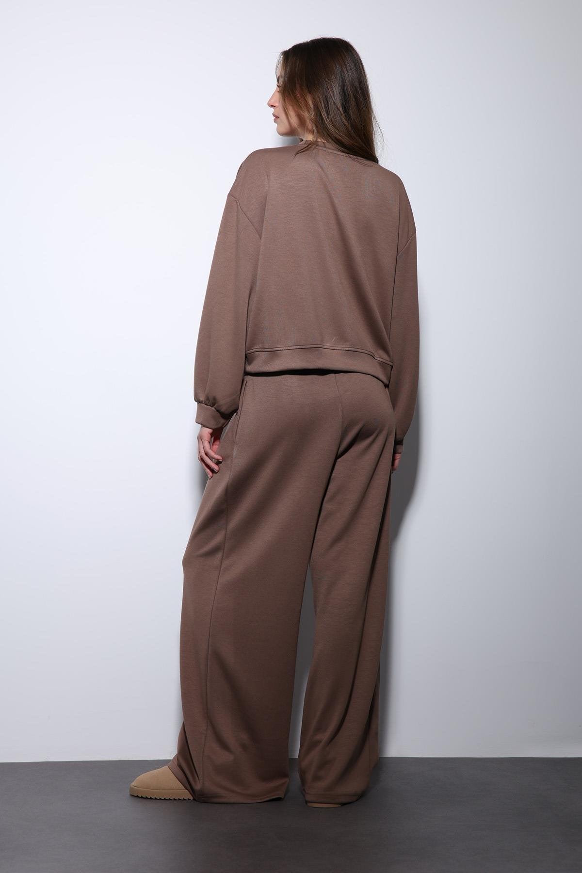 Antioch-Bej Geniş Paça Relaxed Kadın Takım-Takım-9-Milagron.com