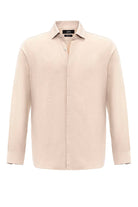 Antioch-Bej Gizli Düğme Keten Karışımlı Erkek Gömlek-Gömlek-7-Milagron.com