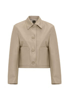 Antioch-Bej Kadın Polo Yaka Suni Deri Ceket-Ceket-7-Milagron.com