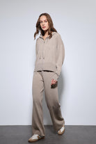 Antioch-Bej Kapüşonlu üst Ve Geniş Paça Triko Takım-Takım-2-Milagron.com