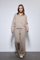 Antioch-Bej Kapüşonlu üst Ve Geniş Paça Triko Takım-Takım-3-Milagron.com