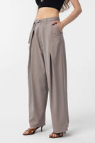 Antioch-Bej Kemerli Pilili Kadın Pantolon-Kumaş Pantolon-1-Milagron.com